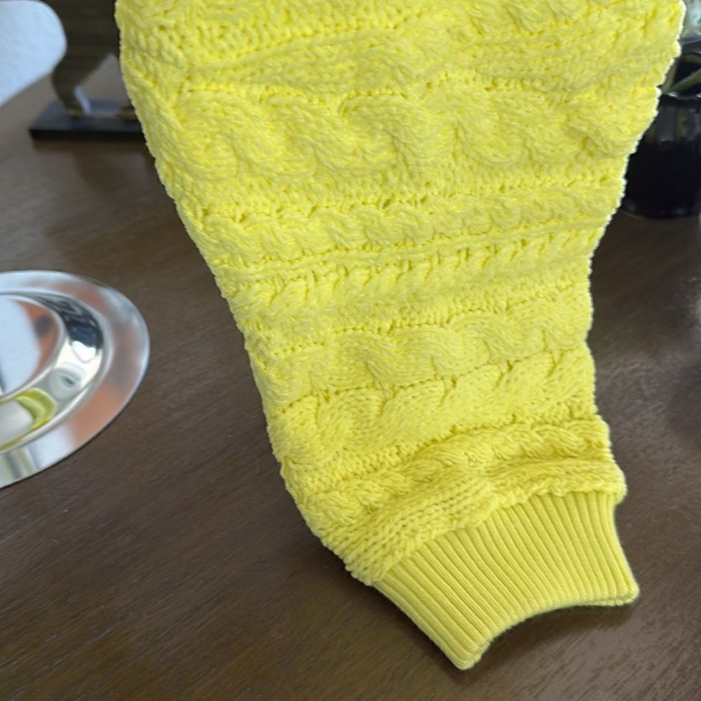 NWOT Free People Sadie Cable Cardi Yellow Cropped V Neck Buttons Cotton S Drop - Picture 9 of 10